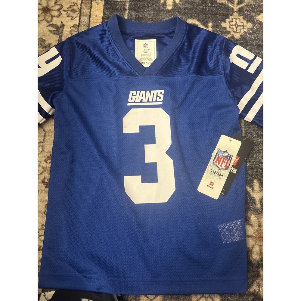 Russell Wilson #3 New York Giants NFL Blue Home Jersey Youth Size Large 12 14